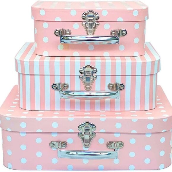 NEW Set of 3 Paperboard Suitcases Decorative Boxes, Compatible with Storage - Picture 1 of 9